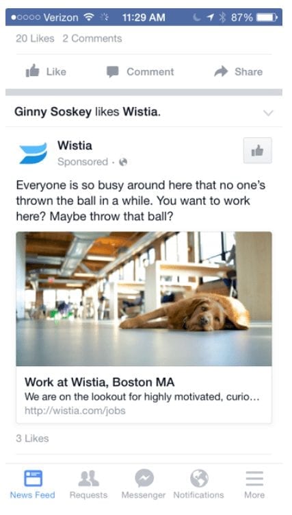 Start Advertising On Facebook To Make The Most Of Social Media 9 Mobile News Feed ad