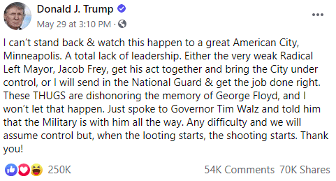 Facebook's Oversight Board Begins Hearing Cases, Adding a New Element to Content Decisions 4 Donald Trump's Facebook Post